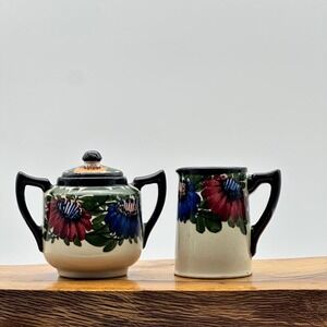Schwarzwald-Vertrieb Keramik Vintage German Floral Sugar Bowl and Creamer Set